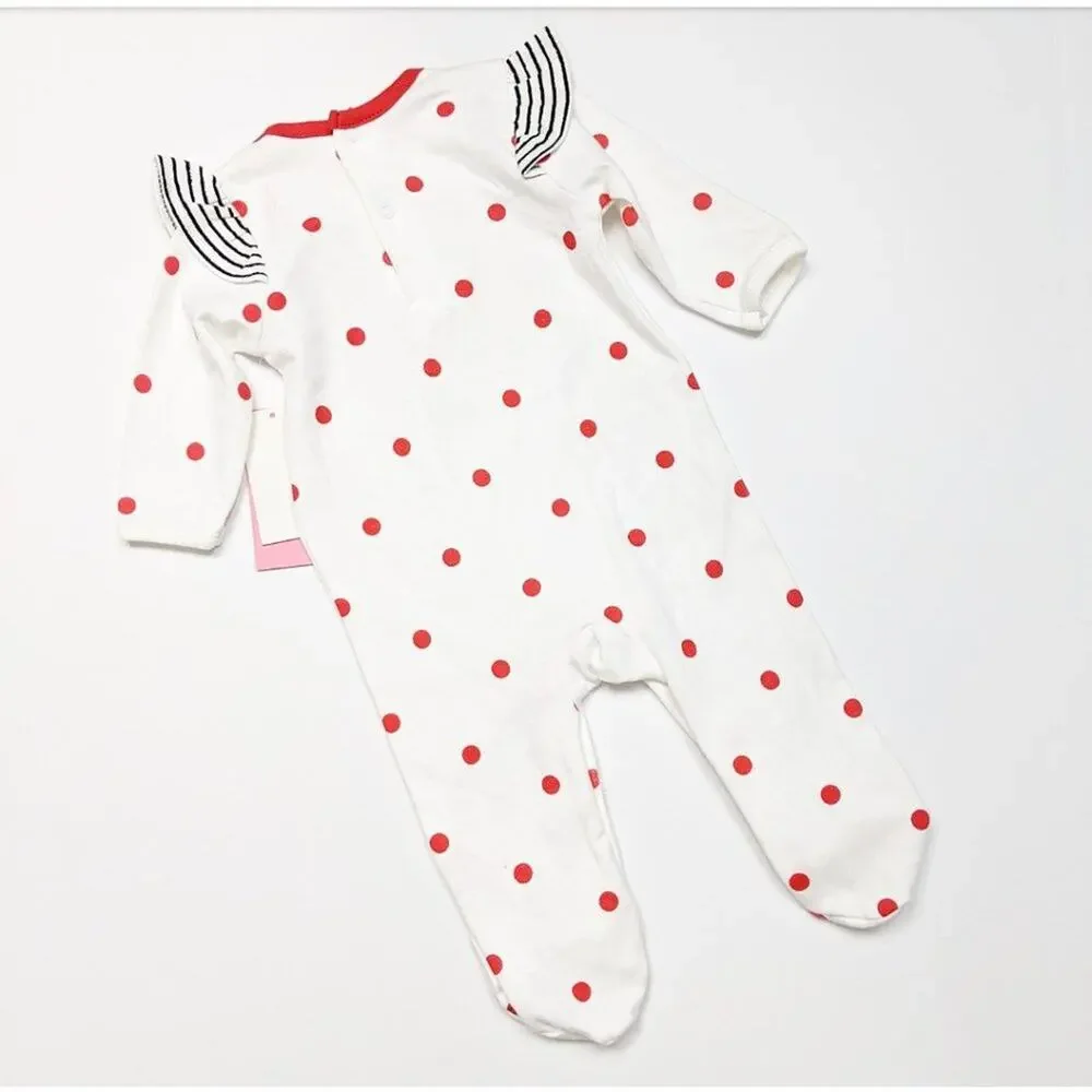 Isaac Mizrahi Sleeper Baby Girls Size 3m Valentine Red Heart Footie Romper